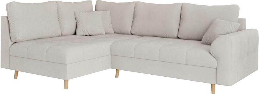 Home affaire Hoekbank CHARRE L-vorm met ottomane afmetingen B D H: 231 161 81 cm fijne stiksels losse rug- en sierkussens ook in cord en bouclé - Foto 6