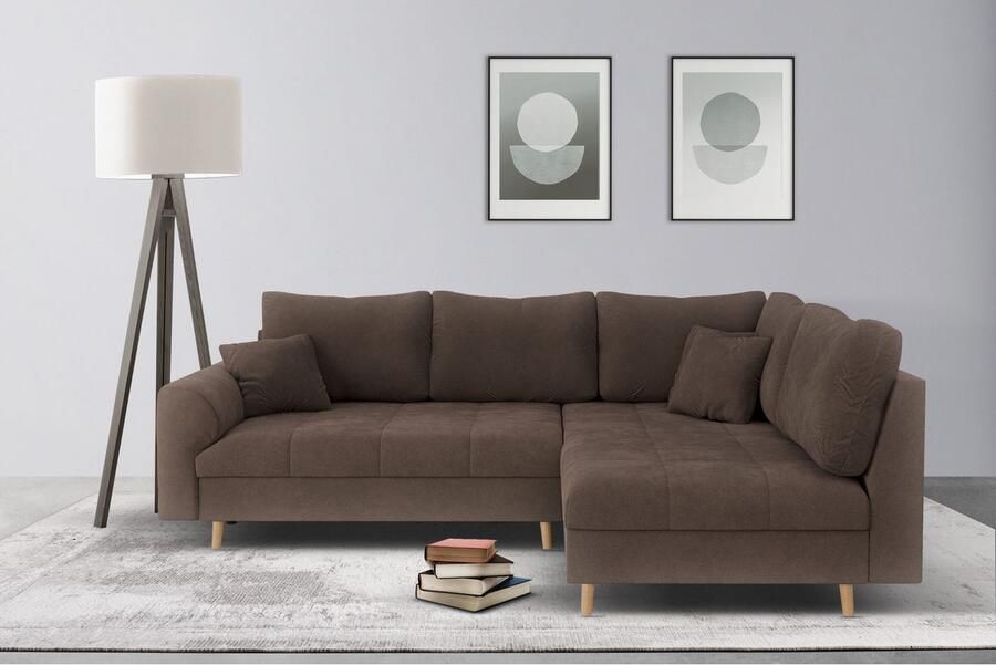 Home affaire Hoekbank CHARRE L-vorm met ottomane afmetingen B D H: 231 161 81 cm fijne stiksels losse rug- en sierkussens ook in cord en bouclé