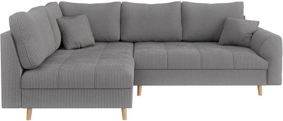 Home affaire Hoekbank CHARRE L-vorm met ottomane afmetingen B D H: 231 161 81 cm fijne stiksels losse rug- en sierkussens ook in cord en bouclé - Foto 5