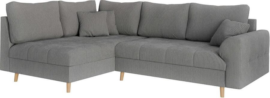 Home affaire Hoekbank CHARRE L-vorm met ottomane afmetingen B D H: 231 161 81 cm fijne stiksels losse rug- en sierkussens ook in cord en bouclé - Foto 6