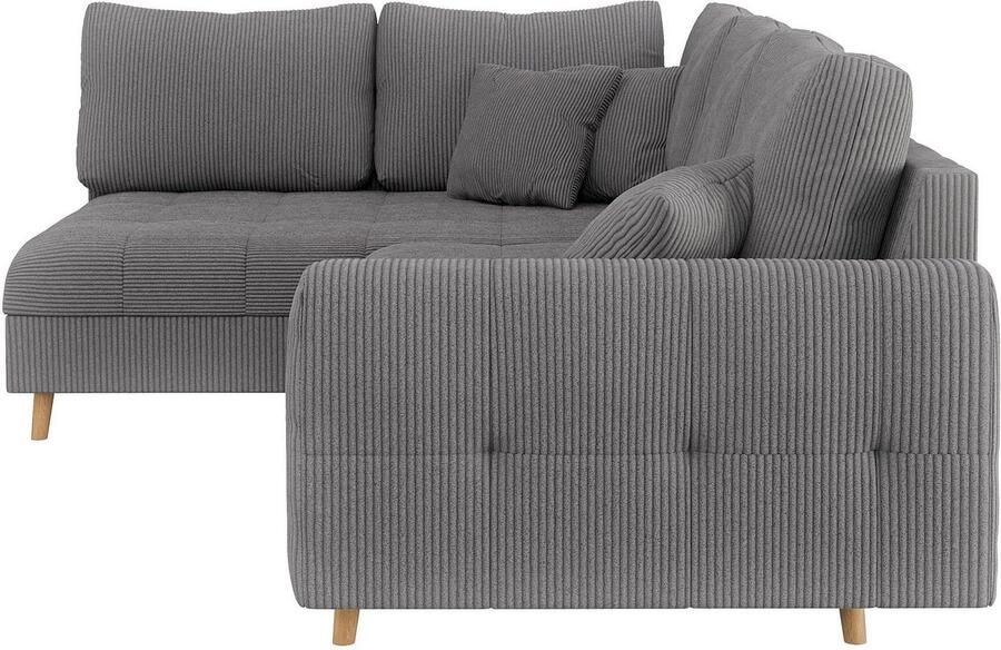 Home affaire Hoekbank CHARRE L-vorm met ottomane afmetingen B D H: 231 161 81 cm fijne stiksels losse rug- en sierkussens ook in cord en bouclé - Foto 2