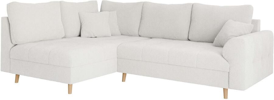 Home affaire Hoekbank CHARRE L-vorm met ottomane afmetingen B D H: 231 161 81 cm fijne stiksels losse rug- en sierkussens ook in cord en bouclé - Foto 6