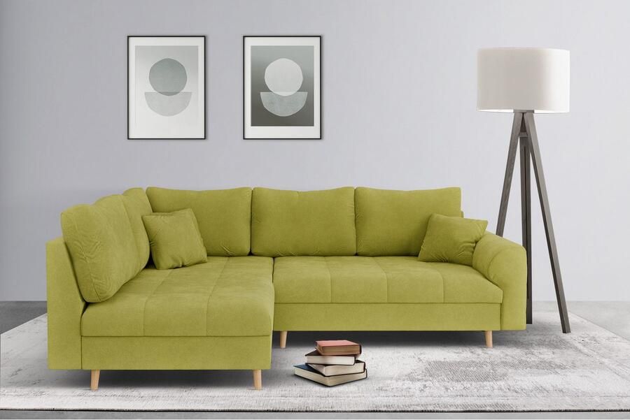 Home affaire Hoekbank CHARRE L-vorm met ottomane afmetingen B D H: 231 161 81 cm fijne stiksels losse rug- en sierkussens ook in cord en bouclé