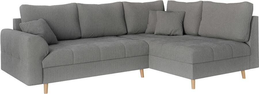 Home affaire Hoekbank CHARRE L-vorm met ottomane afmetingen B D H: 231 161 81 cm fijne stiksels losse rug- en sierkussens ook in cord en bouclé - Foto 6