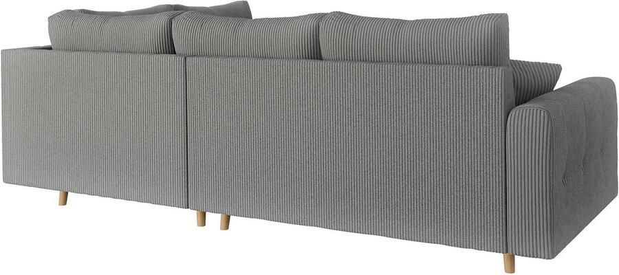 Home affaire Hoekbank CHARRE L-vorm met ottomane afmetingen B D H: 231 161 81 cm fijne stiksels losse rug- en sierkussens ook in cord en bouclé - Foto 5