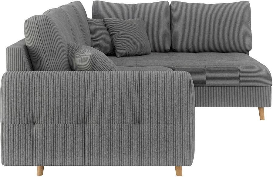 Home affaire Hoekbank CHARRE L-vorm met ottomane afmetingen B D H: 231 161 81 cm fijne stiksels losse rug- en sierkussens ook in cord en bouclé - Foto 2