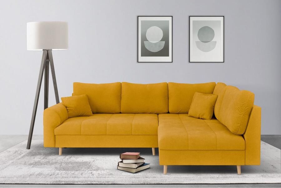 Home affaire Hoekbank CHARRE L-vorm met ottomane afmetingen B D H: 231 161 81 cm fijne stiksels losse rug- en sierkussens ook in cord en bouclé