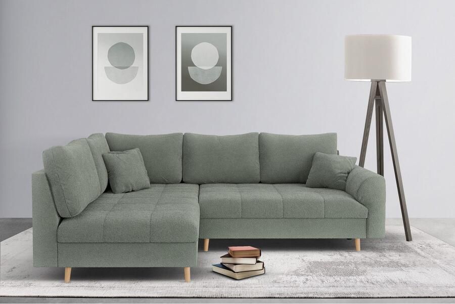 Home affaire Hoekbank CHARRE L-vorm met ottomane afmetingen B D H: 231 161 81 cm fijne stiksels losse rug- en sierkussens ook in cord en bouclé