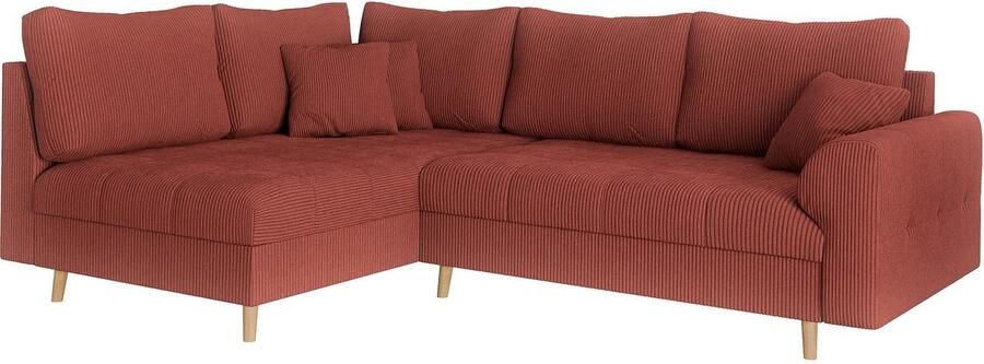 Home affaire Hoekbank CHARRE L-vorm met ottomane afmetingen B D H: 231 161 81 cm fijne stiksels losse rug- en sierkussens ook in cord en bouclé - Foto 6