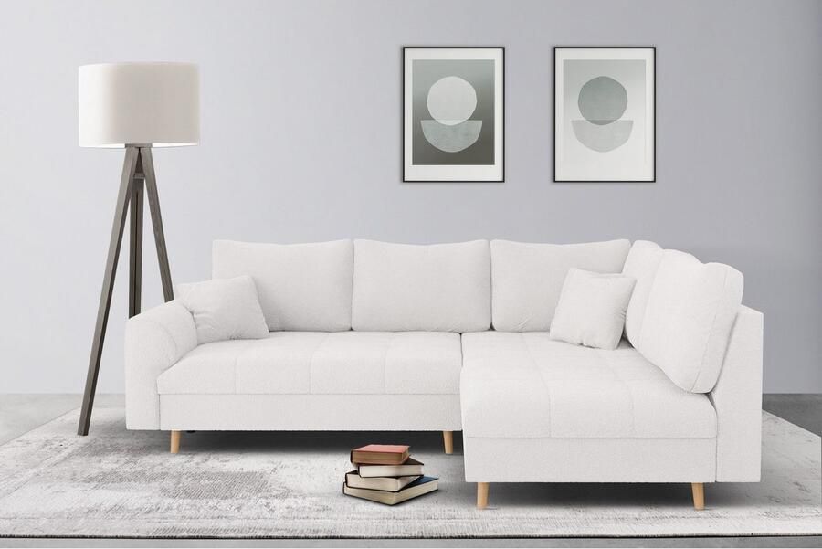 Home affaire Hoekbank CHARRE L-vorm met ottomane afmetingen B D H: 231 161 81 cm fijne stiksels losse rug- en sierkussens ook in cord en bouclé