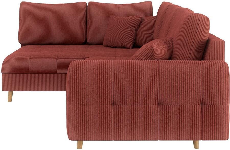 Home affaire Hoekbank CHARRE L-vorm met ottomane afmetingen B D H: 231 161 81 cm fijne stiksels losse rug- en sierkussens ook in cord en bouclé - Foto 2