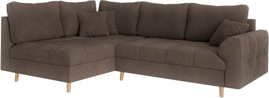 Home affaire Hoekbank CHARRE L-vorm met ottomane afmetingen B D H: 231 161 81 cm fijne stiksels losse rug- en sierkussens ook in cord en bouclé - Foto 6