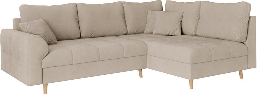 Home affaire Hoekbank CHARRE L-vorm met ottomane afmetingen B D H: 231 161 81 cm fijne stiksels losse rug- en sierkussens ook in cord en bouclé - Foto 6