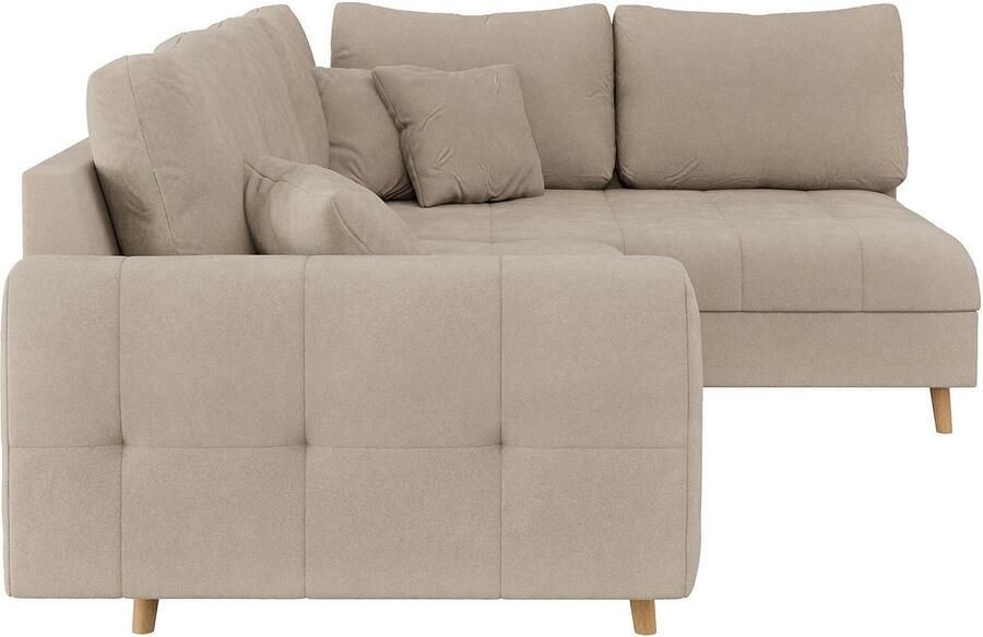 Home affaire Hoekbank CHARRE L-vorm met ottomane afmetingen B D H: 231 161 81 cm fijne stiksels losse rug- en sierkussens ook in cord en bouclé - Foto 2