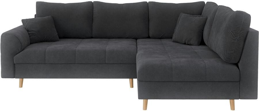 Home affaire Hoekbank CHARRE L-vorm met ottomane afmetingen B D H: 231 161 81 cm fijne stiksels losse rug- en sierkussens ook in cord en bouclé - Foto 7