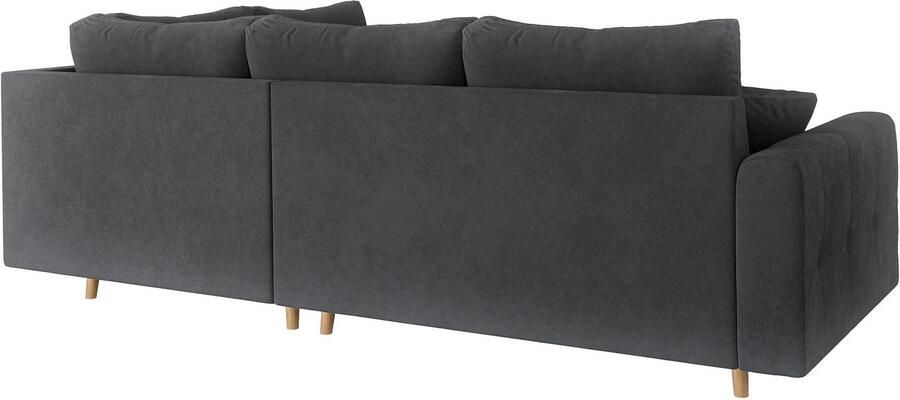 Home affaire Hoekbank CHARRE L-vorm met ottomane afmetingen B D H: 231 161 81 cm fijne stiksels losse rug- en sierkussens ook in cord en bouclé - Foto 5