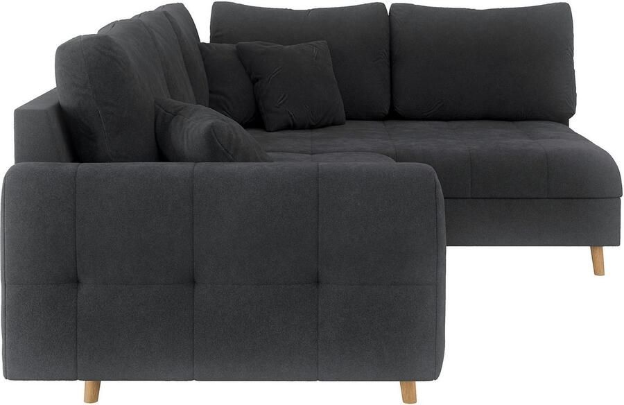 Home affaire Hoekbank CHARRE L-vorm met ottomane afmetingen B D H: 231 161 81 cm fijne stiksels losse rug- en sierkussens ook in cord en bouclé - Foto 2