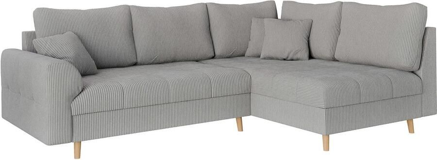 Home affaire Hoekbank CHARRE L-vorm met ottomane afmetingen B D H: 231 161 81 cm fijne stiksels losse rug- en sierkussens ook in cord en bouclé - Foto 6