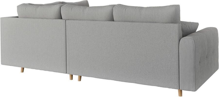 Home affaire Hoekbank CHARRE L-vorm met ottomane afmetingen B D H: 231 161 81 cm fijne stiksels losse rug- en sierkussens ook in cord en bouclé - Foto 5