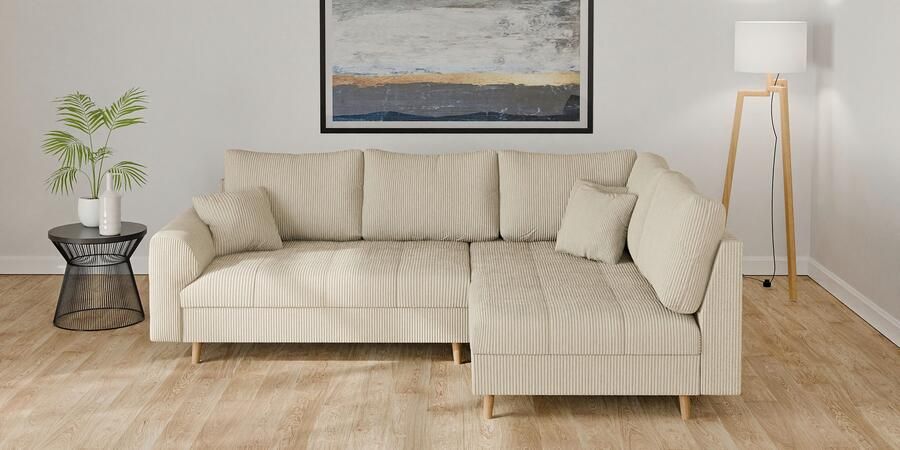 Home affaire Hoekbank CHARRE L-vorm met ottomane afmetingen B D H: 231 161 81 cm fijne stiksels losse rug- en sierkussens ook in cord en bouclé - Foto 4