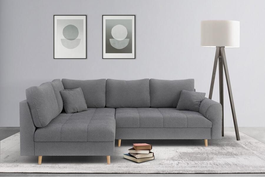 Home affaire Hoekbank CHARRE L-vorm met ottomane afmetingen B D H: 231 161 81 cm fijne stiksels losse rug- en sierkussens ook in cord en bouclé