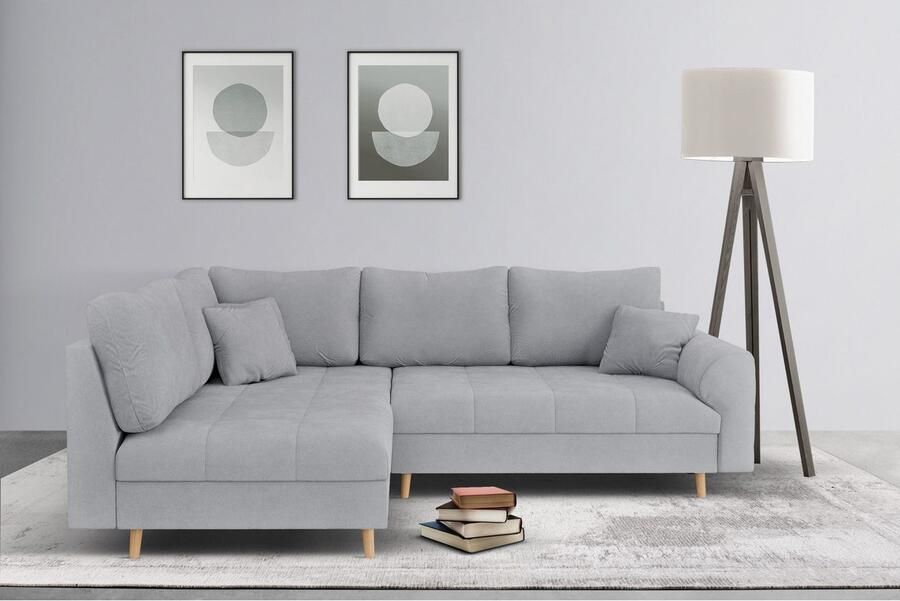 Home affaire Hoekbank CHARRE L-vorm met ottomane afmetingen B D H: 231 161 81 cm fijne stiksels losse rug- en sierkussens ook in cord en bouclé