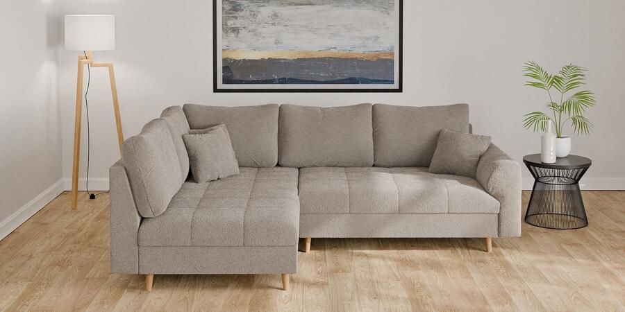 Home affaire Hoekbank CHARRE L-vorm met ottomane afmetingen B D H: 231 161 81 cm fijne stiksels losse rug- en sierkussens ook in cord en bouclé - Foto 4