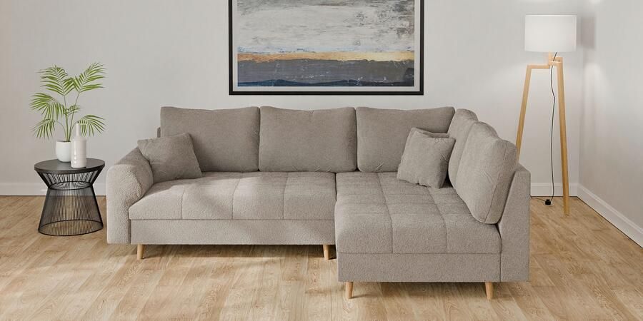 Home affaire Hoekbank CHARRE L-vorm met ottomane afmetingen B D H: 231 161 81 cm fijne stiksels losse rug- en sierkussens ook in cord en bouclé - Foto 4