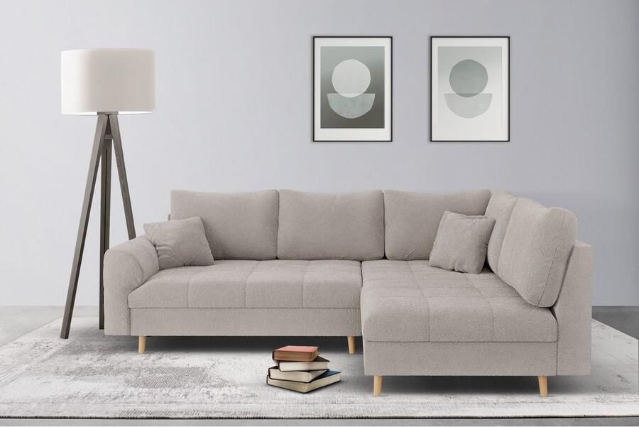 Home affaire Hoekbank CHARRE L-vorm met ottomane afmetingen B D H: 231 161 81 cm fijne stiksels losse rug- en sierkussens ook in cord en bouclé