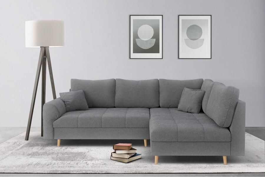 Home affaire Hoekbank CHARRE L-vorm met ottomane afmetingen B D H: 231 161 81 cm fijne stiksels losse rug- en sierkussens ook in cord en bouclé