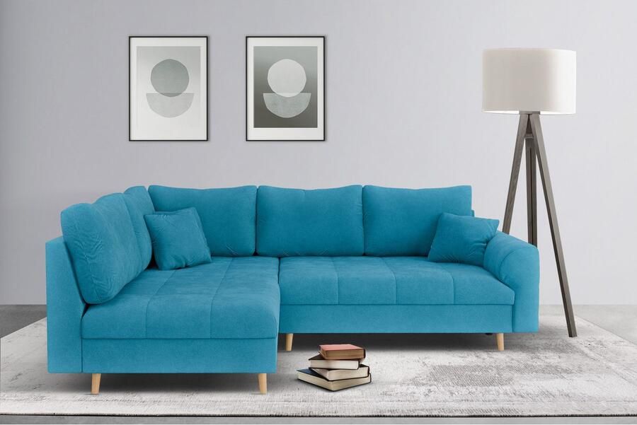 Home affaire Hoekbank CHARRE L-vorm met ottomane afmetingen B D H: 231 161 81 cm fijne stiksels losse rug- en sierkussens ook in cord en bouclé