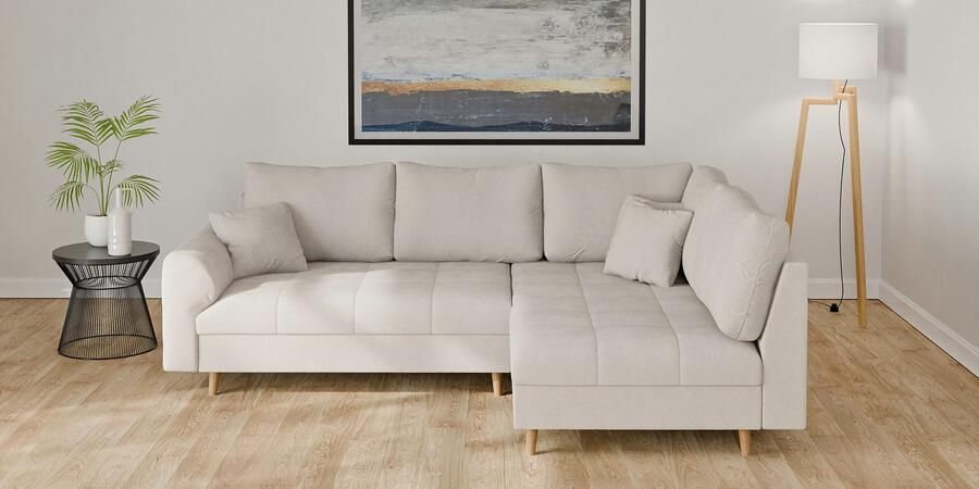 Home affaire Hoekbank CHARRE L-vorm met ottomane afmetingen B D H: 231 161 81 cm fijne stiksels losse rug- en sierkussens ook in cord en bouclé - Foto 4