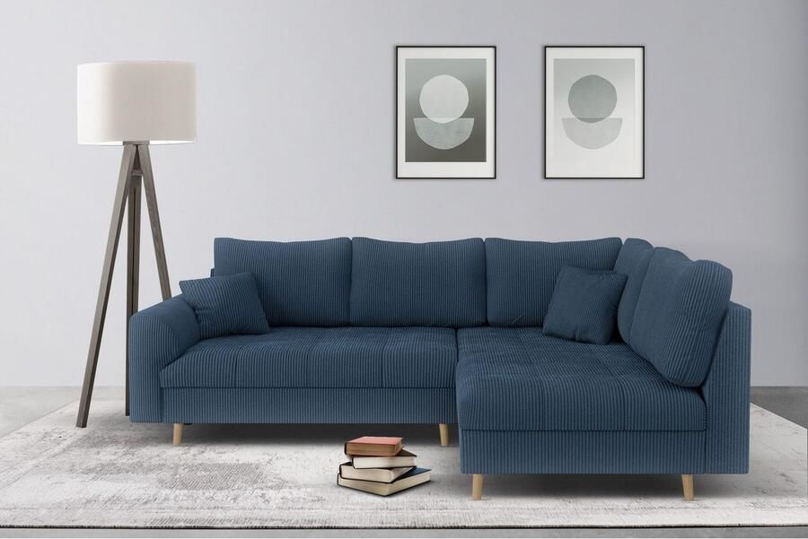 Home affaire Hoekbank CHARRE L-vorm met ottomane afmetingen B D H: 231 161 81 cm fijne stiksels losse rug- en sierkussens ook in cord en bouclé