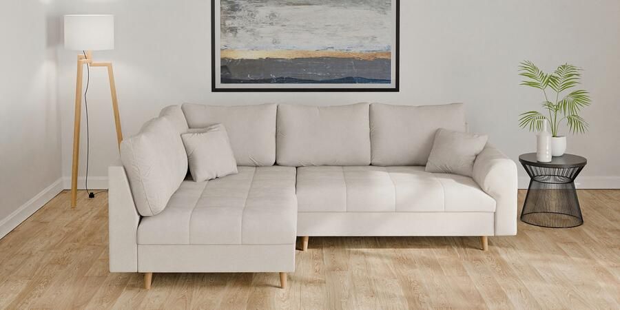 Home affaire Hoekbank CHARRE L-vorm met ottomane afmetingen B D H: 231 161 81 cm fijne stiksels losse rug- en sierkussens ook in cord en bouclé - Foto 4