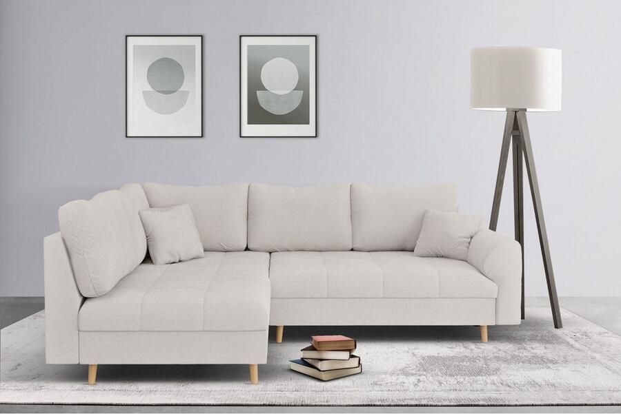 Home affaire Hoekbank CHARRE L-vorm met ottomane afmetingen B D H: 231 161 81 cm fijne stiksels losse rug- en sierkussens ook in cord en bouclé