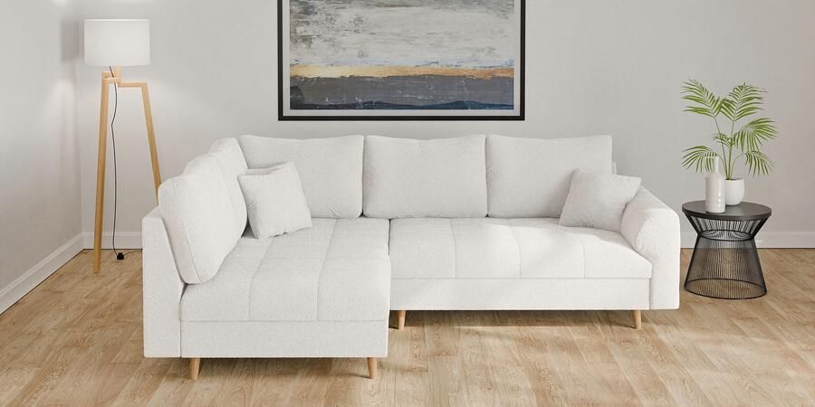 Home affaire Hoekbank CHARRE L-vorm met ottomane afmetingen B D H: 231 161 81 cm fijne stiksels losse rug- en sierkussens ook in cord en bouclé - Foto 4