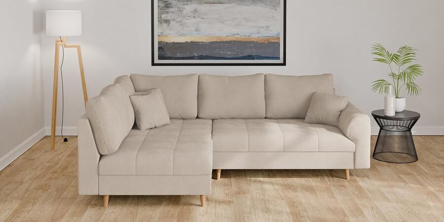 Home affaire Hoekbank CHARRE L-vorm met ottomane afmetingen B D H: 231 161 81 cm fijne stiksels losse rug- en sierkussens ook in cord en bouclé - Foto 4