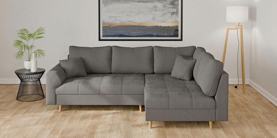 Home affaire Hoekbank CHARRE L-vorm met ottomane afmetingen B D H: 231 161 81 cm fijne stiksels losse rug- en sierkussens ook in cord en bouclé - Foto 4