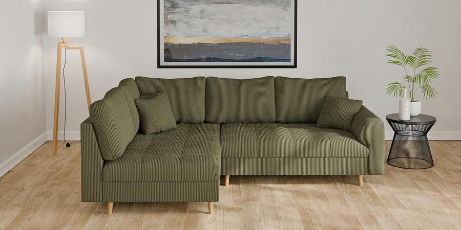 Home affaire Hoekbank CHARRE L-vorm met ottomane afmetingen B D H: 231 161 81 cm fijne stiksels losse rug- en sierkussens ook in cord en bouclé - Foto 4