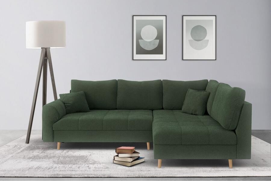 Home affaire Hoekbank CHARRE L-vorm met ottomane afmetingen B D H: 231 161 81 cm fijne stiksels losse rug- en sierkussens ook in cord en bouclé