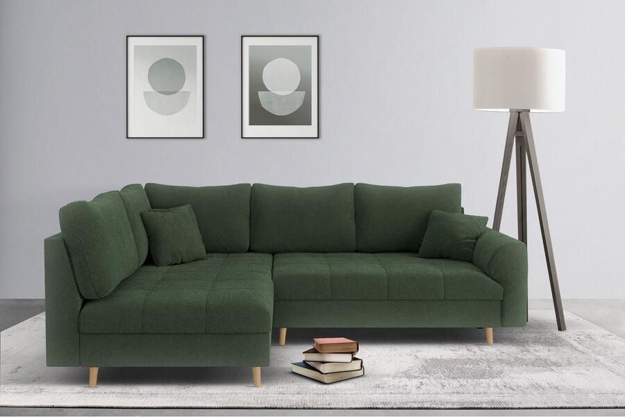 Home affaire Hoekbank CHARRE L-vorm met ottomane afmetingen B D H: 231 161 81 cm fijne stiksels losse rug- en sierkussens ook in cord en bouclé