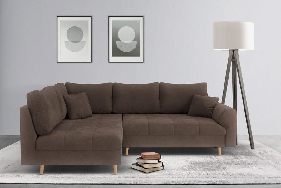 Home affaire Hoekbank CHARRE L-vorm met ottomane afmetingen B D H: 231 161 81 cm fijne stiksels losse rug- en sierkussens ook in cord en bouclé