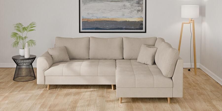 Home affaire Hoekbank CHARRE L-vorm met ottomane afmetingen B D H: 231 161 81 cm fijne stiksels losse rug- en sierkussens ook in cord en bouclé - Foto 4