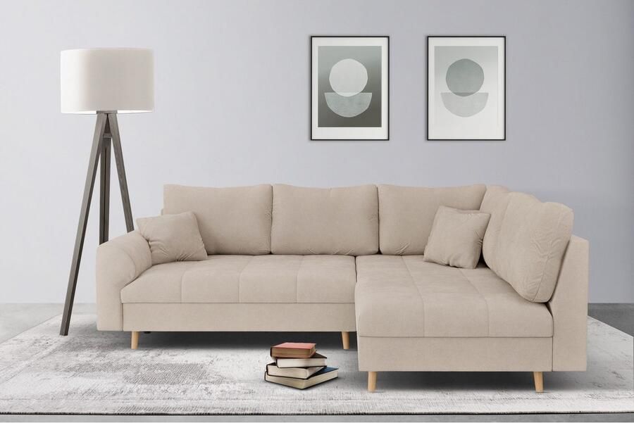 Home affaire Hoekbank CHARRE L-vorm met ottomane afmetingen B D H: 231 161 81 cm fijne stiksels losse rug- en sierkussens ook in cord en bouclé