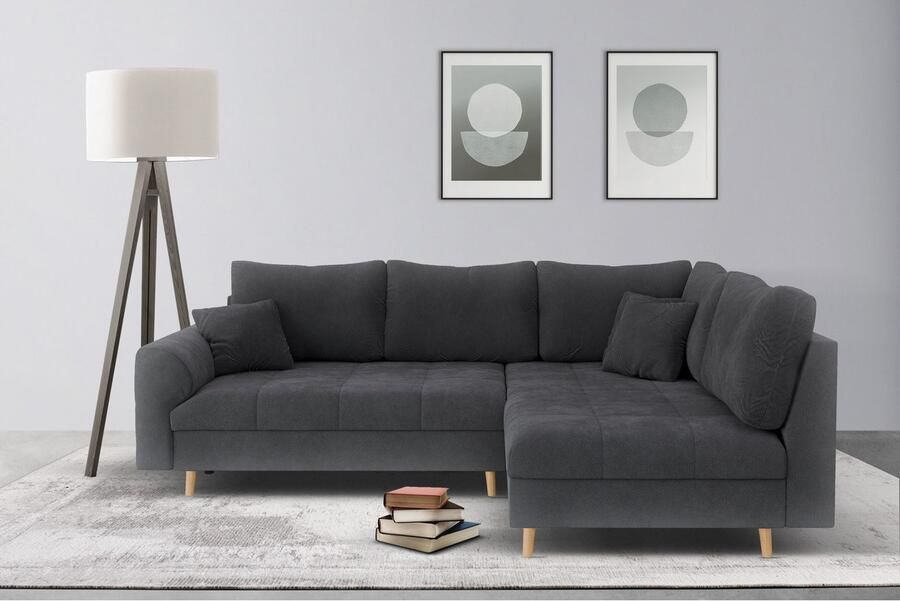 Home affaire Hoekbank CHARRE L-vorm met ottomane afmetingen B D H: 231 161 81 cm fijne stiksels losse rug- en sierkussens ook in cord en bouclé