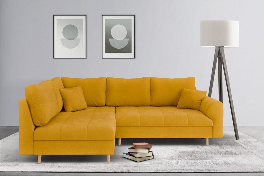 Home affaire Hoekbank CHARRE L-vorm met ottomane afmetingen B D H: 231 161 81 cm fijne stiksels losse rug- en sierkussens ook in cord en bouclé