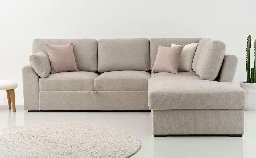 Home affaire Hoekbank Citry Breedte 242 cm chenille bedfunctie bedlade L-vorm (304-delig) - Foto 11