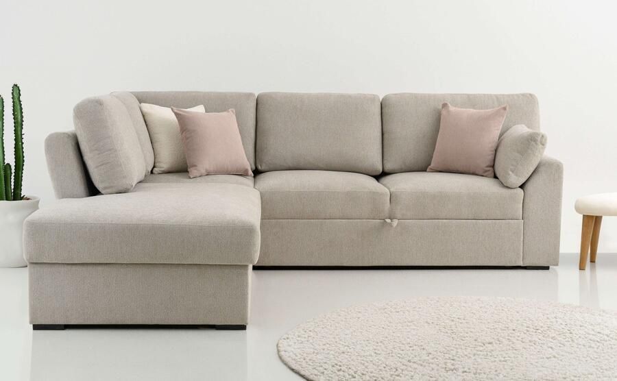 Home affaire Hoekbank Citry Breedte 242 cm chenille bedfunctie bedlade L-vorm (304-delig) - Foto 11