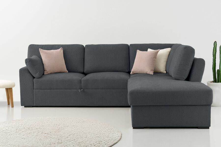 Home affaire Hoekbank Citry Breedte 242 cm chenille bedfunctie bedlade L-vorm (304-delig) - Foto 4