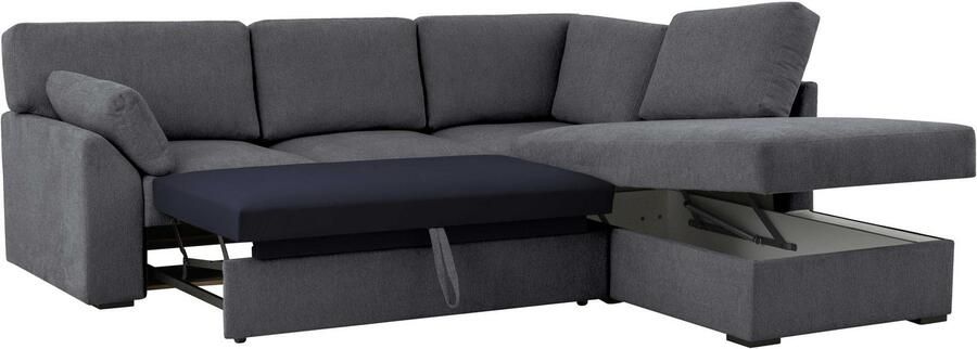 Home affaire Hoekbank Citry Breedte 242 cm chenille bedfunctie bedlade L-vorm (304-delig) - Foto 8